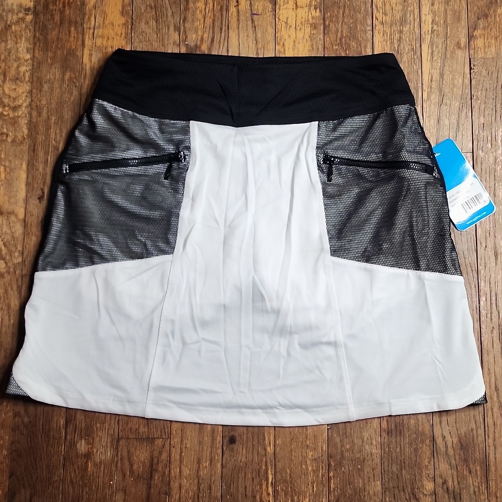 New! Black White Marker Mesh Detail Golf Tennis Skort